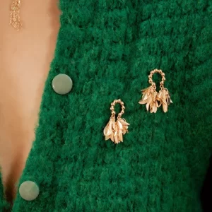 holiday gold-plated dangle earrings