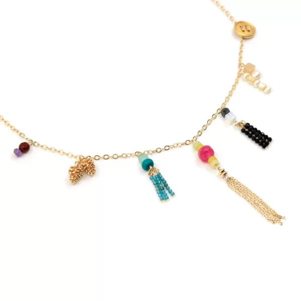 women’s handmade dainty chain necklace with colorful charms