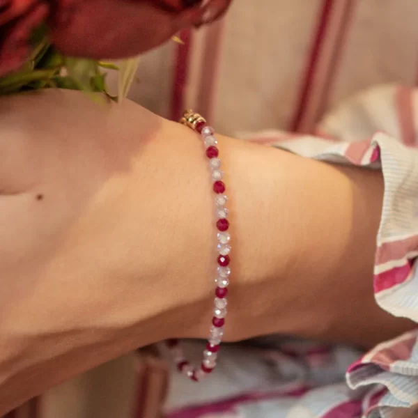 handmade red purple beaded bracelet for women