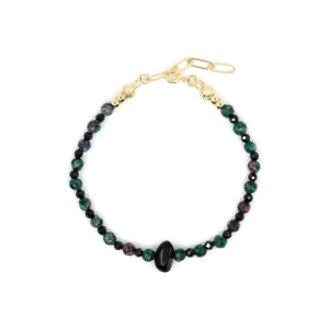 women’s handmade everyday dark green beaded bracelet