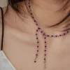 unique handmade red purple beaded necklace for women
