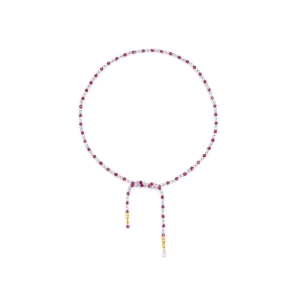 unique handmade red purple beaded necklace for women