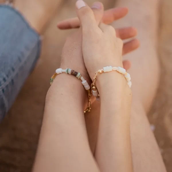 summer Handmade green white bead bracelet for guys