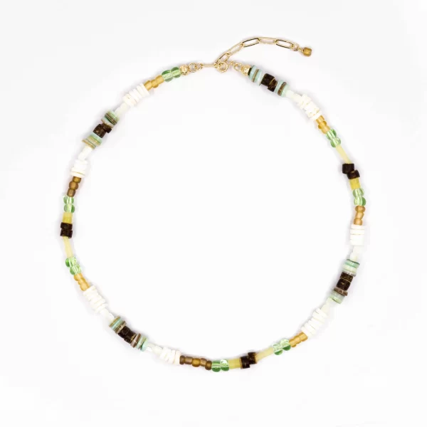 summer Handmade green white bead necklace men