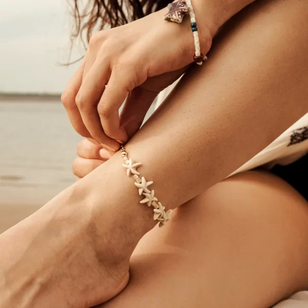 summer handmade beach starfish bead anklet for women