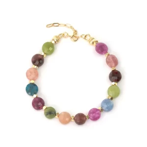 big colorful gemstone bead bracelet for women