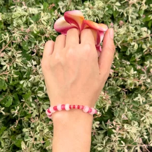 handmade daily wear white and red bead bracelet