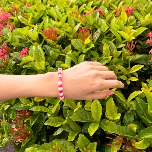 handmade daily wear white and red bead bracelet