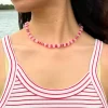 handmade everyday white and red bead necklace for her