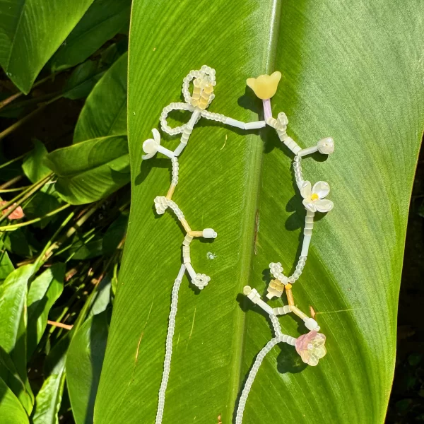 handmade dainty yellow flower seed bead necklace