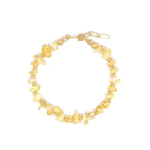 women’s handmade yellow crystal bead bracelet