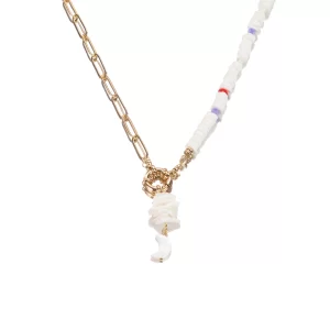 unique handmade long white bead pendant necklace for women