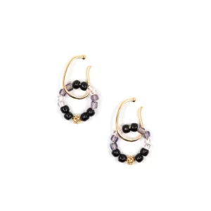black purple handmade bead ear cuffs no piercing