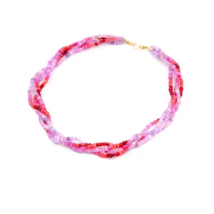 handmade unique pink red beaded necklace for women