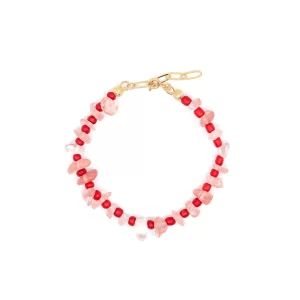 women’s handmade red crystal bead bracelet