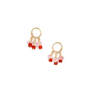 unique handmade red crystal bead earrings