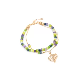 unique handmade green purple beaded bracelet for women