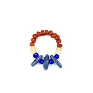handmade blue brown beaded ring