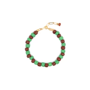 summer handmade big brown green beaded bracelet