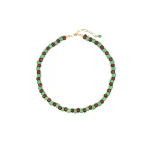 handmade big green brown beaded necklace for men and women