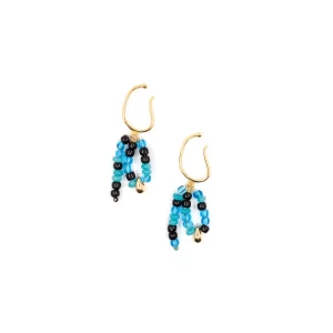 handmade black blue beaded ear cuffs no piercing
