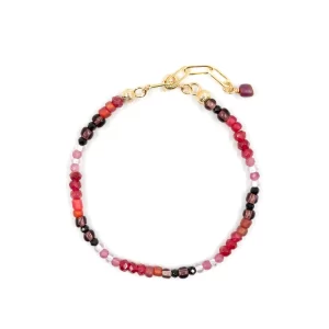 women's statement small black red bead bracelet