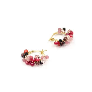 handmade black red small beaded earrings