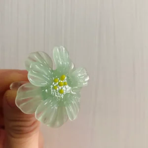 handmade green Camellia liuli ring