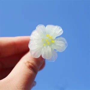 handmade green Camellia liuli ring